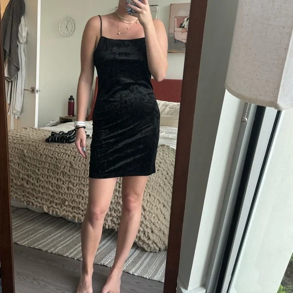 Elodie | Dresses | Fun Velvet Mini Bodycon Black Dress | Poshmark